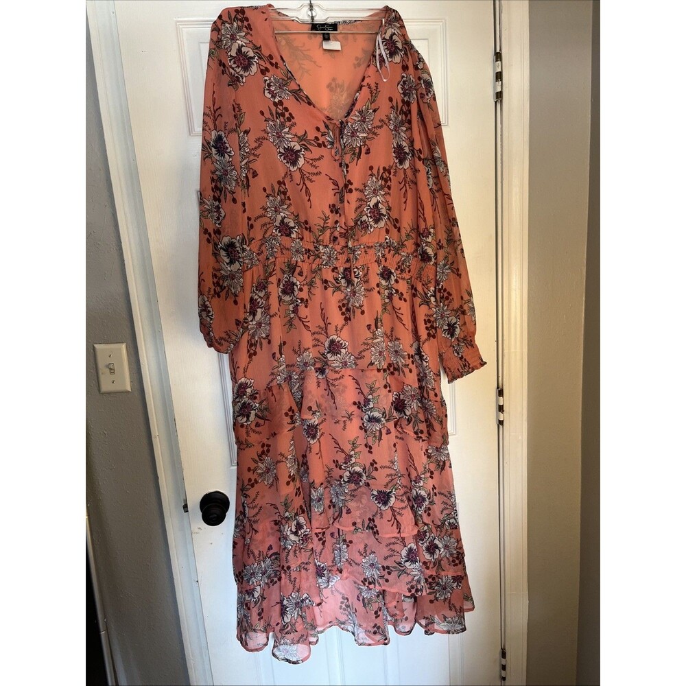 "Floral Burst - Desert Sand Jessica Simpson Dress Plus Size 3x
